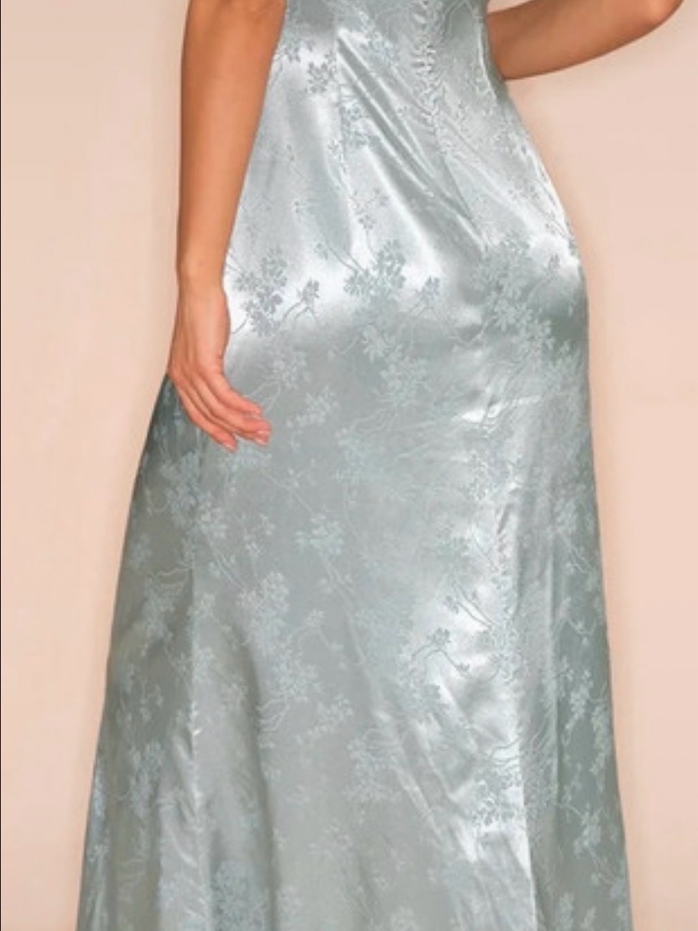 RIHOAS Satin Floral Dress in Pale Blue-Green - Picture 2 of 7